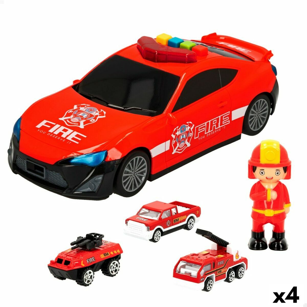 Spielset Fahrzeuge Speed & Go 30 x 9,5 x 13 cm Feuerwehrmann Licht Sound 4 Stück Spielset Fahrzeuge Speed & Go 30 x 9,5 x 13 cm Feuerwehrmann Licht Sound 4 Stück von Speed & Go