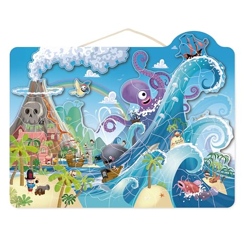 SPEEDY MONKEY Magnetisches Piratenpuzzle – Holzsockel mit Piraten-Thema, Spielzeug für die Entwicklung von Fähigkeiten, Dekoration und Geschenk, für Kinder ab 3 Jahren SPEEDY MONKEY Magnetisches Piratenpuzzle – Holzsockel mit Piraten-Thema, Spielzeug für die Entwicklung von Fähigkeiten, Dekoration und Geschenk, für Kinder ab 3 Jahren von Speedy Monkey