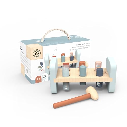 Speedy Monkey Hammerbank 21,7x9,5x11cm bunt, Holz Spielzeug für Kinder, Liebevolle Details- tolle Geschenkidee von Speedy Monkey