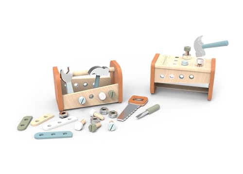 Speedy Monkey SP3017 2in1 Werkbank, Werkzeugkasten 25x13,5x15cm bunt, Holz Spielzeug für Kinder, Liebevolle Details-tolle Geschenkidee Speedy Monkey SP3017 2in1 Werkbank, Werkzeugkasten 25x13,5x15cm bunt, Holz Spielzeug für Kinder, Liebevolle Details-tolle Geschenkidee von Speedy Monkey