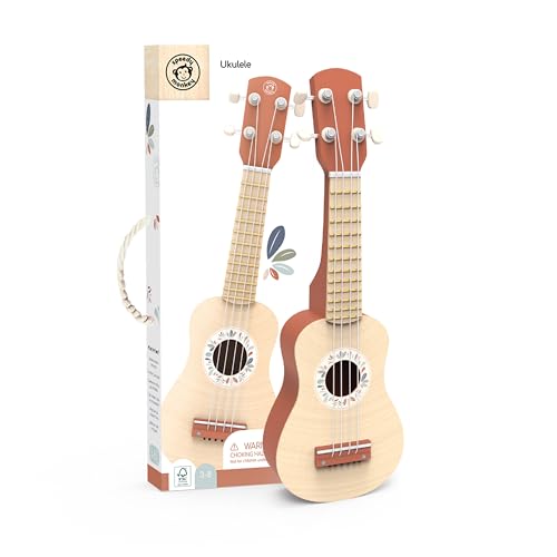 Speedy Monkey Ukulele 43,6x14,6x4cm braun, Holz Spielzeug für Kinder, Liebevolle Details- tolle Geschenkidee von Speedy Monkey