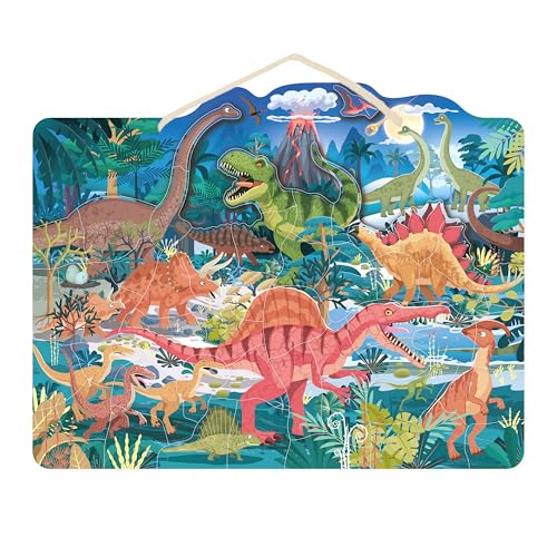 Speedy Monkey SP6004 Magnetisches Puzzle Dinosaurier 42x33x1cm bunt, Holz Spielzeug für Kinder, Liebevolle Details-tolle Geschenkidee von Speedy Monkey