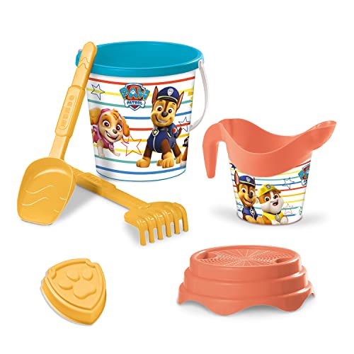 Mondo Toys - BUCKET SET + WATER CAN PAW PATROL - Sandeimer Set ø17 cm mit Giesser - 6-Teiliges Strandspielzeug Set für Kinder ab 3 Jahren, Strandset - 28243 von Mondo
