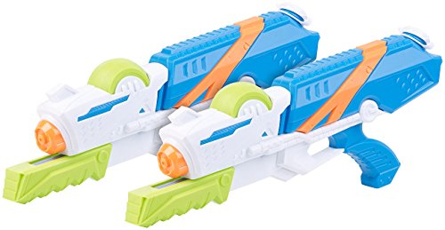 Speeron Spritzpistole Kinder: 2er-Set XL-Kinder-Wasserpistolen mit extra-großem Wassertank, 850 ml (Wasserspritzpistole Garten, Mitgebsel, Wasserspritz) von Speeron