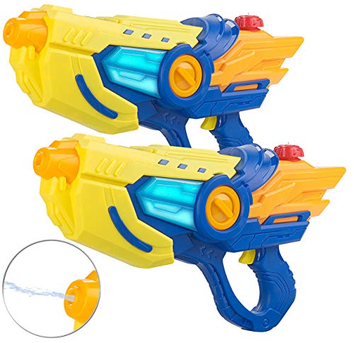 Speeron Elektro Wasserpistole: 2er-Set batteriebetriebene Wasserpistolen, LED-Lichteffekt, je 600 ml (Automatische Wasserpistole, Wasserspielzeug Garten, Wasserbomben) von Speeron