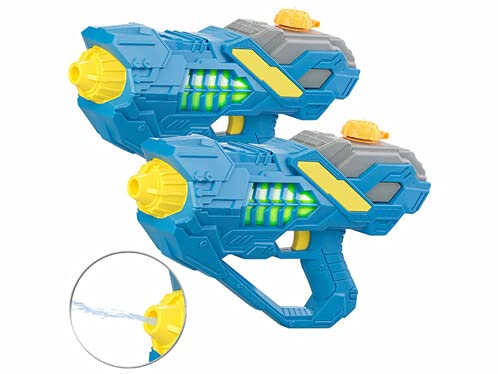 Speeron Batterie Wasserpistole: 2er-Set Batteriebetriebene Wasser-Spritzpistolen, LED-Licht, 450 ml (Elektro Wasserpistole, Spritzpistole elektrisch, Wasserbomben) von Speeron