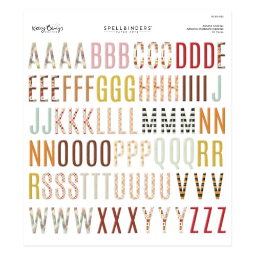 Herbst-Archiv-Spanplatten-Alphabet-Aufkleber aus der Herbstarchiv-Kollektion von Kelly Bangs von Spellbinders