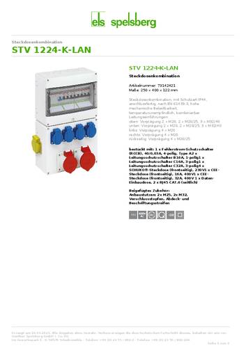 Spelsberg CEE Stromverteiler STV 1224-K-LAN 73142421 400V 32A von Spelsberg