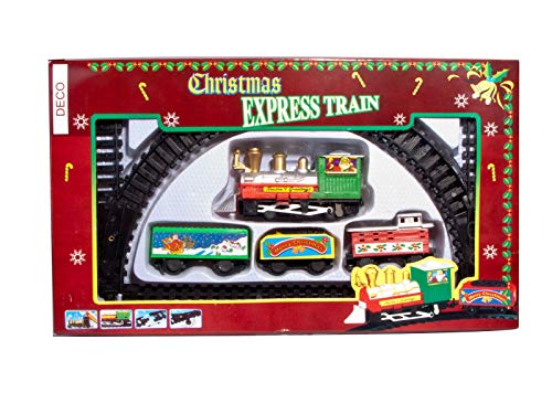 Deko Weihnachtszug 9-teilig - Mini Zug zu Weihnachten Eisenbahn mit Lokomotive, 3 Waggons und 5 Schienen - Gesamtgröße ca. 59x27 cm von Spetebo