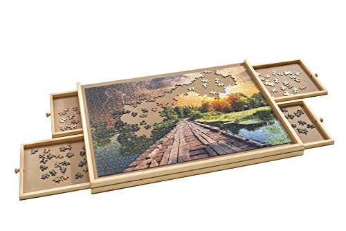Holz Puzzlebrett mit 4 Schubladen - 70 x 50 cm - Puzzleunterlage für bis zu 1000 Teile - Puzzle Tisch Unterlage ausziehbar Holz Puzzlebrett mit 4 Schubladen - 70 x 50 cm - Puzzleunterlage für bis zu 1000 Teile - Puzzle Tisch Unterlage ausziehbar von Spetebo