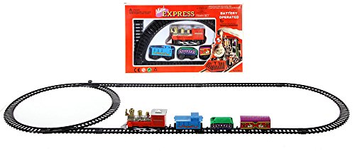 Mini Zug 11-teilig - Weihnachten Eisenbahn mit Lokomotive, 3 Waggons und 7 Schienen - Gesamtgröße ca. 78x28 cm von Spetebo