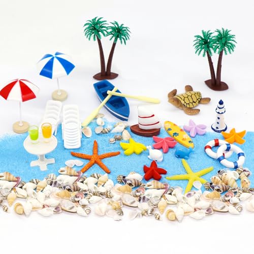 Spetsbst 29 Stück Strand-Mikrolandschaft, Mini Dekorationen Miniatur-Ornament-Set für DIY, Sommer Strand Deko Miniatur Set mit Miniliegestuhl/Palme/Sonnenschirm/Muscheln/Meerestiere usw. Spetsbst 29 Stück Strand-Mikrolandschaft, Mini Dekorationen Miniatur-Ornament-Set für DIY, Sommer Strand Deko Miniatur Set mit Miniliegestuhl/Palme/Sonnenschirm/Muscheln/Meerestiere usw. von Spetsbst