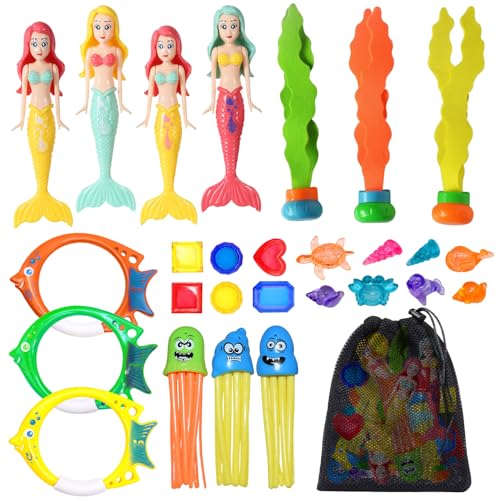 Spetsbst 28 Stück Tauchspielzeug für Kinder, Tauchtiere Meerjungfrau Tauchringe für Kinder, Tauchring Pool Tauchen Spielzeug Pooltraining und Unterwasserspiel Spetsbst 28 Stück Tauchspielzeug für Kinder, Tauchtiere Meerjungfrau Tauchringe für Kinder, Tauchring Pool Tauchen Spielzeug Pooltraining und Unterwasserspiel von Spetsbst