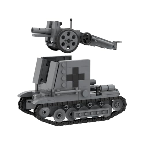 Spicyfy Technik Panzer Bausteine Modell, Klemmbausteine Militär Artilleriepanzer mit Selbstfahrlafette Spielzeug Set (370+ Stück) von Spicyfy