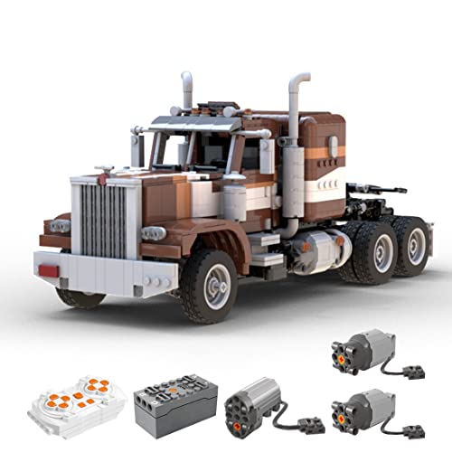 Spicyfy Technik Sattelschlepper Bausteine Modell, 1534 Teile Klemmbausteine MOC LKW Abschleppwagen Spielzeug mit Power Functions Set, MOC-138202 von Spicyfy