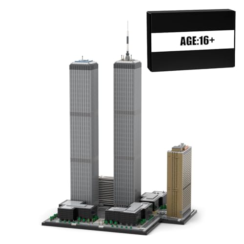 Spicyfy Twin Towers Architektur Bausteine Modell, 7121 Teile 1/800 Weltberühmtes Gebäude Klemmbausteine Spielzeug Set, MOC-177998 von Spicyfy