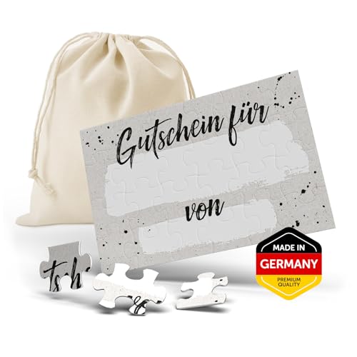 Puzzle selbst gestalten Gutschein Geburtstag [24-teilig mit Säckchen] Gutscheinkarten zum Selbstausfüllen | Gutscheine zum selber ausfüllen | Gutscheinkarte | Gutschein Verpackung von Spicyshirts