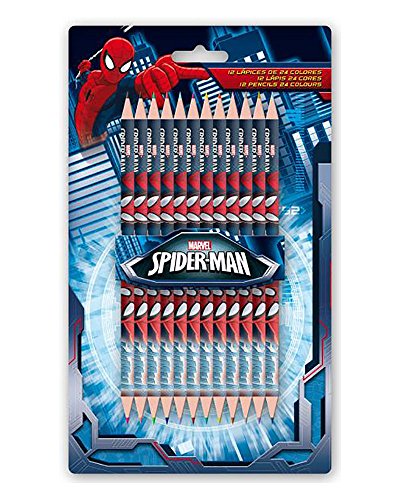 Spiderman Blister mit 12 Stiften in 24 Farben, Farbe Blau (AST5786) von Spider-Man