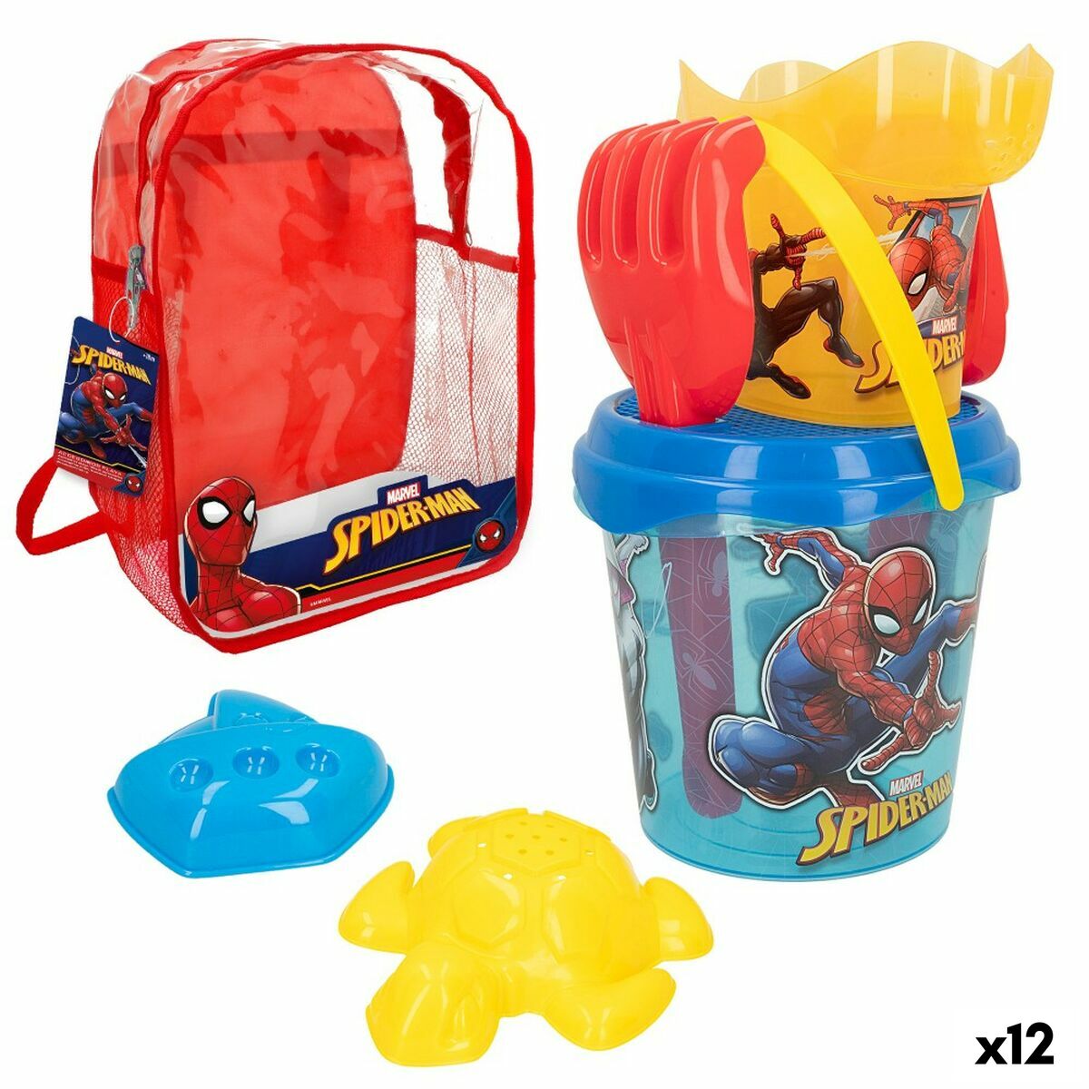 Strandspielzeuge-Set Spider-Man 18 x 16 x 18 cm (12 Stück) von Spider-Man