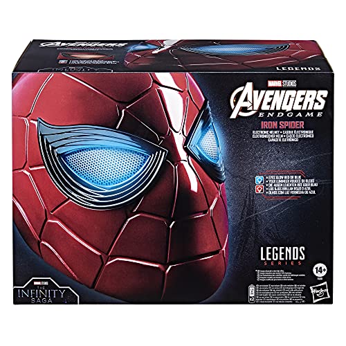 Spider-Man Marvel Legends Series Iron Elektronischer Helm mit leuchtenden Augen, 6 Lichteinstellungen und verstellbarer Passform, Rot von SPIDER-MAN