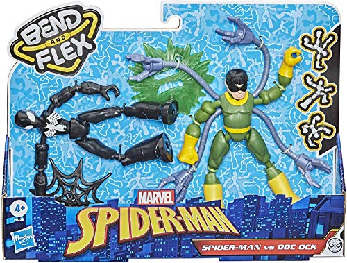 Spiderman F0239 Marvel Spider-Man Bend and Flex Black Suit Spider-Man gegen Doc Ock Action-Figuren, 15 cm große biegbare Figuren, für Kids ab 4 Jahren von Marvel