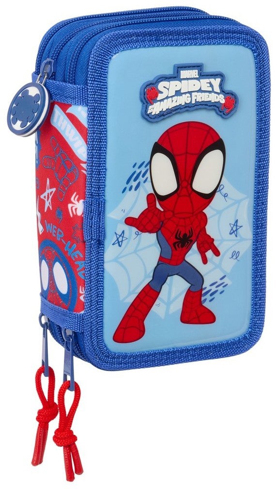Spidey and His Amazing Friends Dreifach-Federmäppchen, Rot/Blau von Spidey And His Amazing Friends