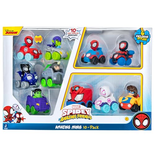 Marvel 's SPIDEY AND HIS AMAZING FRIENDS Mini-Fahrzeuge Multipack – mit zehn 5,1 cm großen Fahrzeugen einschließlich Spidey, Ghost-Spider, Spin und mehr – Spielzeug mit Ihren freundlichen Marvel 's SPIDEY AND HIS AMAZING FRIENDS Mini-Fahrzeuge Multipack – mit zehn 5,1 cm großen Fahrzeugen einschließlich Spidey, Ghost-Spider, Spin und mehr – Spielzeug mit Ihren freundlichen von Spidey and his Amazing Friends