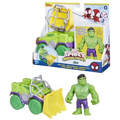 SPIDEY AND HIS AMAZING FRIENDS Marvel Hulk Schmetter Truck, Action-Figur mit Fahrzeug und Accessoire, Vorschulspielzeug, grün SPIDEY AND HIS AMAZING FRIENDS Marvel Hulk Schmetter Truck, Action-Figur mit Fahrzeug und Accessoire, Vorschulspielzeug, grün von Spidey and his Amazing Friends