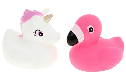 Spiel AG 2 Stück Badeente Einhorn Flamingo Badetiere im Set von Spiel AG