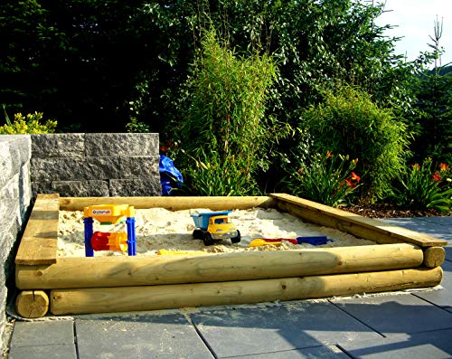 XXL Sandkasten nach Maß cm-Genau nach Wunsch Rundholz Ø12cm Holz in verschiedenen Größen (300cm x 300cm) von Spiel&Garten