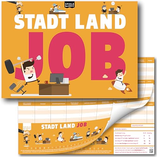 Stadt Land Fluss BÜRO Spiel Kollegen Geschenk Office Der Spielblock A4 mit 24 Kategorien Büro Quiz Job, Chef, Kollege, Boss | Spiele-Klassiker 2.0 als Geschenk-Idee für Kollegen | 50 Blatt von Spielefabrik