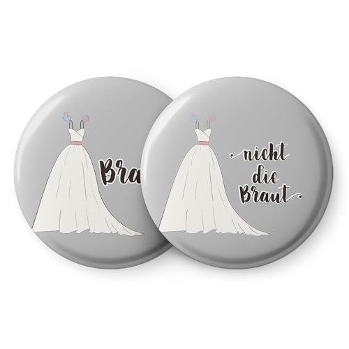 JGA Buttons Set für Frauen – 12er Set bestehend aus 1x „Braut“ und 11x „Nicht die Braut“ JGA Buttons Set für Frauen – 12er Set bestehend aus 1x „Braut“ und 11x „Nicht die Braut“ von Spielehelden