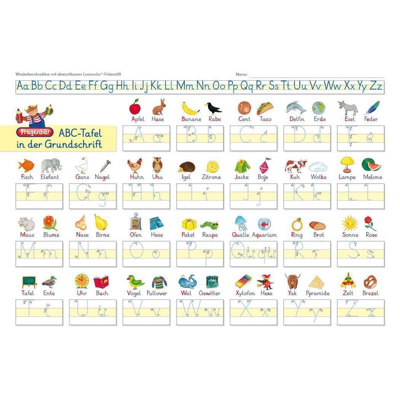 Fragenbär-Lerntafel: ABC-Tafel in der Grundschrift, 32 x 22,5 cm von Spielend Lernen