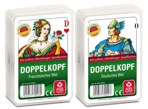 Spielkartenfabrik Altenburg 2er Set aus Doppelkopf Französisches Bild und Doppelkopf Deutsches Bild Kornblume Kartenspiel im Kunststoffetui von Spielkartenfabrik Altenburg