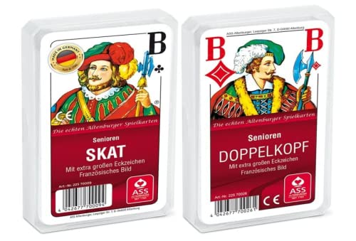 Spielkartenfabrik Altenburg 2er Set aus Senioren Skat Französisches Bild und Senioren Doppelkopf Französisches Bild Kartenspiel im Kunststoffetui von Spielkartenfabrik Altenburg