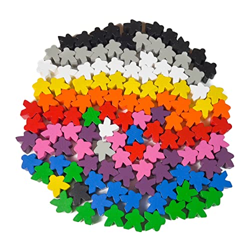 Spieltz 120 Spielfiguren Made in Germany 16x16x10 mm, aus Holz, für Brettspiele, 10 Farben, (Gelb, Rot, Blau, Grün, Orange, Lila, Pink, Grau, Schwarz, Weiß, 120 Stück) von Spieltz