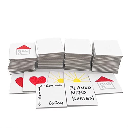 Spieltz Blanko Memo Karten (60 x 60 mm). Extra stabiles Memo Kartenspiel/Legespiel zum Bemalen oder Bekleben. (72 Karten, vorne + hinten weiß) von Spieltz