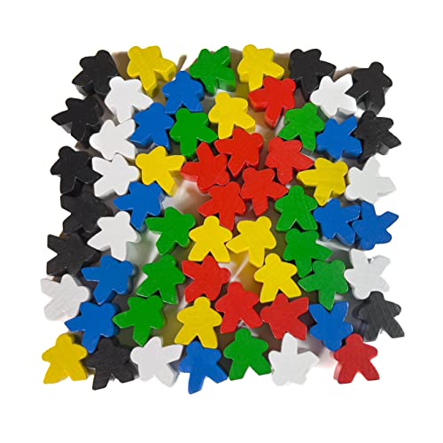 Spieltz 60 Spielfiguren aus Holz für Brettspiele, 16x16x10 mm, Made in Germany, 6 Farben, (10 x Gelb, 10 x Rot, 10 x Blau, 10 x Grün, 10 x Weiß, 10 x Schwarz), von Spieltz