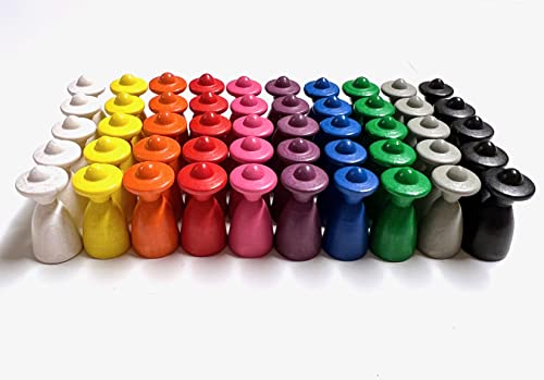 Spielfiguren für Brettspiele: Männchen mit Hut, Halmakegel 13/26 mm (10 x 5 Spielfiguren, 10 Farben (Gelb, Rot, Blau, Grün, Orange, Lila, Pink, Grau, Schwarz, Weiß)) von Spieltz