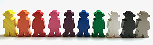 Spielfiguren für Brettspiele: Personen/Menschen mit Hut/Cowboy/Bauer/Arbeiter 15x30x8 mm. Spielmaterial, 10 Farben (10 x 1 Figur) von Spieltz