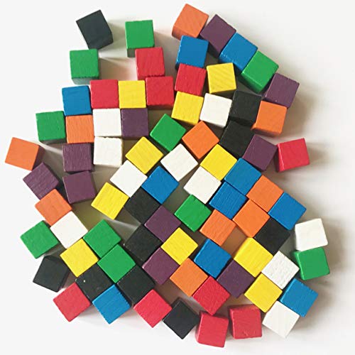 Spielsteine aus Holz für Brettspiele, Quader 10x10x10 mm, 8 Farben (8 x 10) von Spieltz