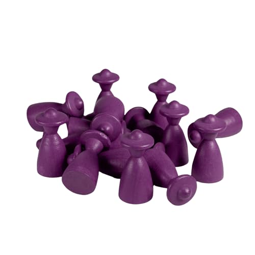 Spieltz 100 Violette Halmakegel Personen mit Hut 13/26 mm - aus Holz, Made in Germany, für Brettspiele, viele Farben verfügbar, (Violett/Lila, 100 Stück) von Spieltz