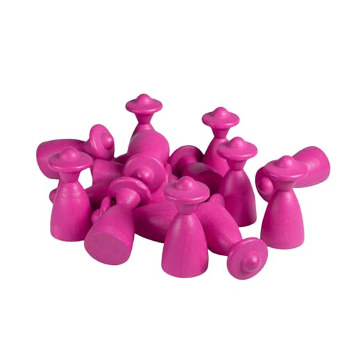 Spieltz 50 rosa Spielfiguren Personen mit Hut 13/26 mm - Halmakegel aus Holz für Brettspiele, Made in Germany, viele Farben verfügbar, (Rosa, 50 Stück) von Spieltz