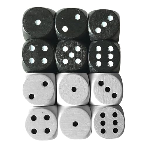 Spieltz 6 Schwarze + 6 weiße Würfel aus Holz für Brettspiele, 16 mm, produziert in Deutschland Spieltz 6 Schwarze + 6 weiße Würfel aus Holz für Brettspiele, 16 mm, produziert in Deutschland von Spieltz