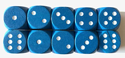 Spieltz Augen-Würfel aus Holz, extra groß (20 mm), z.B. für XL Spiele, für kleine Kinder, für Senioren. (10 Würfel, Blau mit weißen Augen) von Spieltz