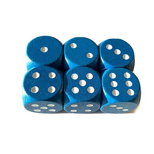 Spieltz Augen-Würfel aus Holz, extra groß (20 mm), z.B. für XL Spiele, für kleine Kinder, für Senioren. (6 Würfel, Blau mit weißen Augen) von Spieltz