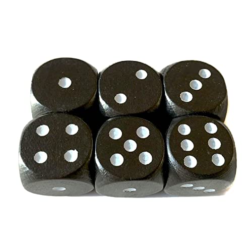 Spieltz Schwarze Augen-Würfel aus Holz, extra groß (20 mm), z.B. für XL Spiele, für kleine Kinder, für Senioren. (6 Würfel, Schwarz mit weißen Augen) von Spieltz