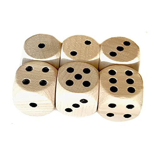 Spieltz Augen-Würfel aus Holz, extra groß (20 mm), z.B. für XL Spiele, für kleine Kinder, für Senioren. Viele Farben. (6 Würfel, Natur) von Spieltz