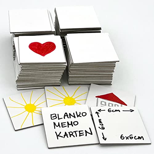 Spieltz Blanko Memo Karten (60 x 60 mm). Extra stabiles Legespiel zum Bemalen oder Bekleben. Weiße Leere Karten zum Beschreiben. (48 Karten, vorne + hinten weiß) von Spieltz