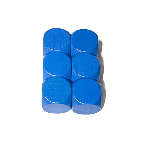 Spieltz 6 Blaue Blanko Würfel XL aus Holz für Brettspiele, extra groß (20 mm), Made in Germany. Für Senioren, kleine Kinder und XL-Spiele (Blau, 6 Würfel) von Spieltz